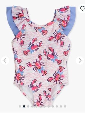 NWT! Bow V-Back One Piece Swimsuit (Lobster Lagoon)